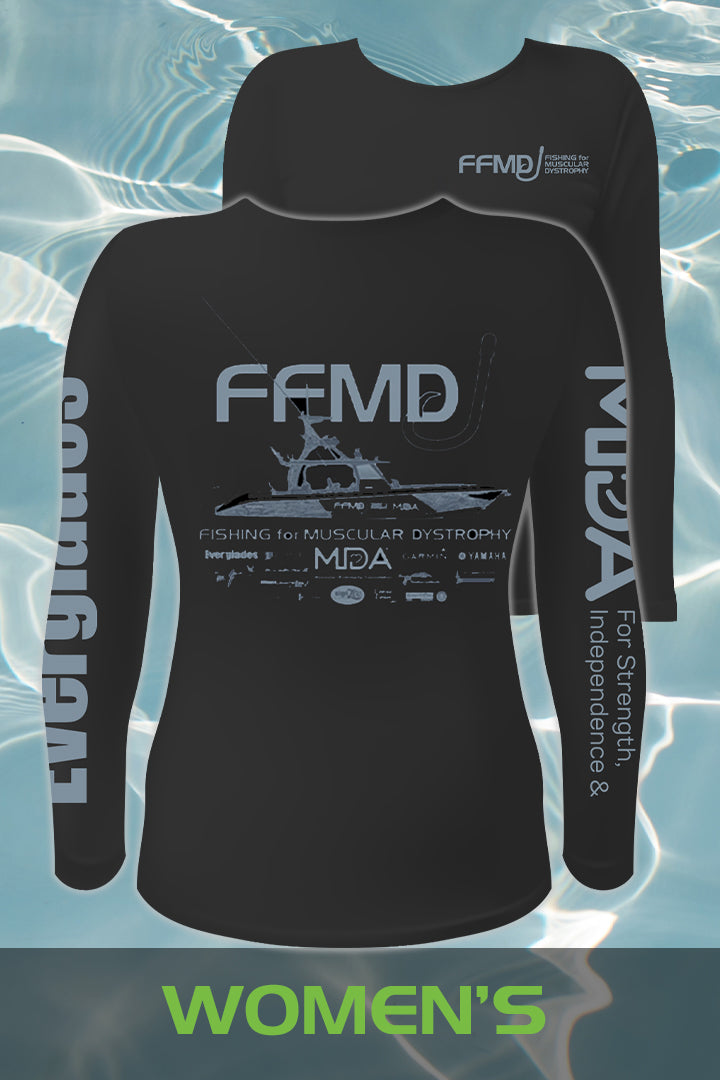 Women's Long Sleeve FFMD Boat Performance Shirt (Dri-Fit)- Black – Fishing  for MD - Muscular Dystrophy