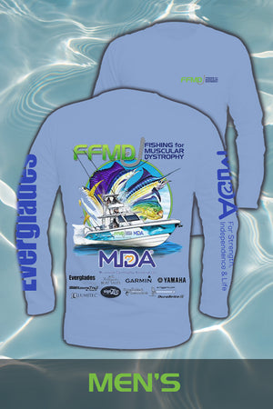 Long Sleeve FFMD Boat Sailfish Marlin Performance Shirt (Dri-Fit)- Blue