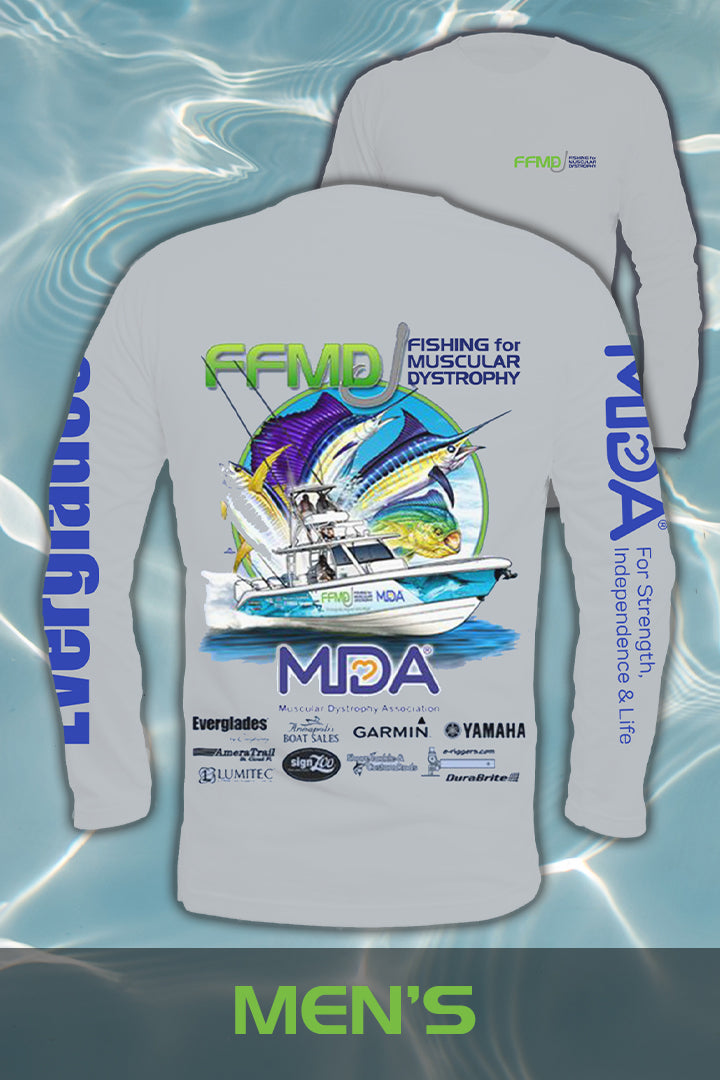 Long Sleeve FFMD Boat Sailfish Marlin Performance Shirt (Dri-Fit)- Grey
