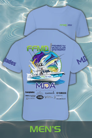 Short Sleeve FFMD Boat Sailfish Marlin Performance Shirt (Dri-Fit)- Blue