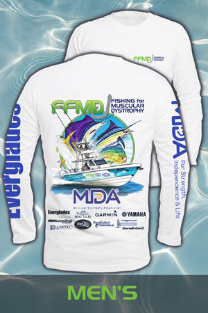 Long Sleeve FFMD Boat Sailfish Marlin Performance Shirt(Dri-Fit)- White