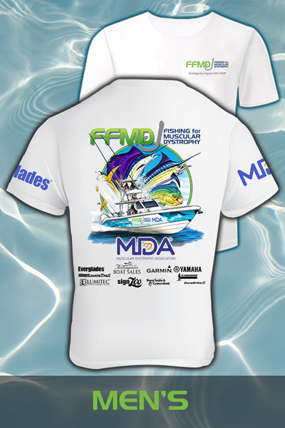 Short Sleeve FFMD Boat Sailfish Marlin Performance Shirt (Dri-Fit)- Wh –  Fishing for MD - Muscular Dystrophy