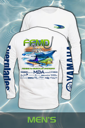 Long Sleeve FFMD Boat Marlin Dolphin Performance Shirt (Dri-Fit) - White